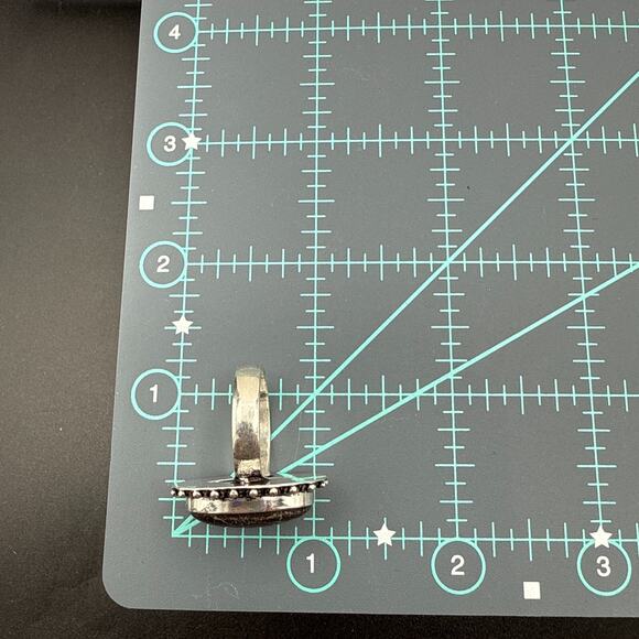 Cocktail Ring Size 8 Black Purple Stone Unpolished Cabochon Silver Tone Band - Picture 9 of 10